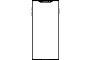 「角ばったノッチデザインなブラックのスマートフォン」のイラスト素材