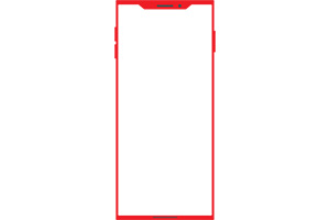 「角ばったノッチデザインなレッドのスマートフォン」のイラスト素材