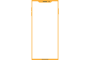 「角ばったノッチデザインなイエローのスマートフォン」のイラスト素材
